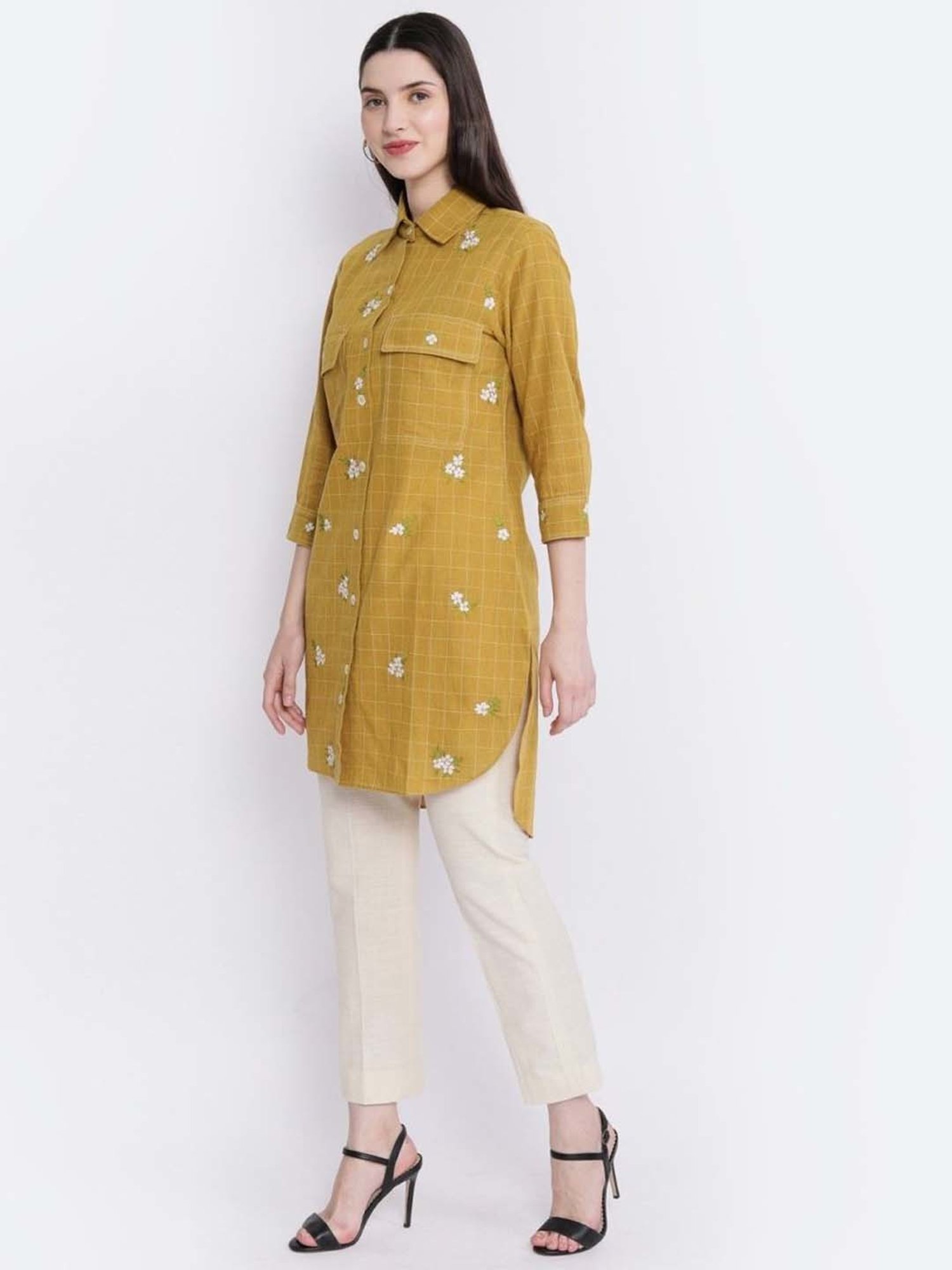 Mushio Mustard Haafiza Handwoven Cotton Shirt