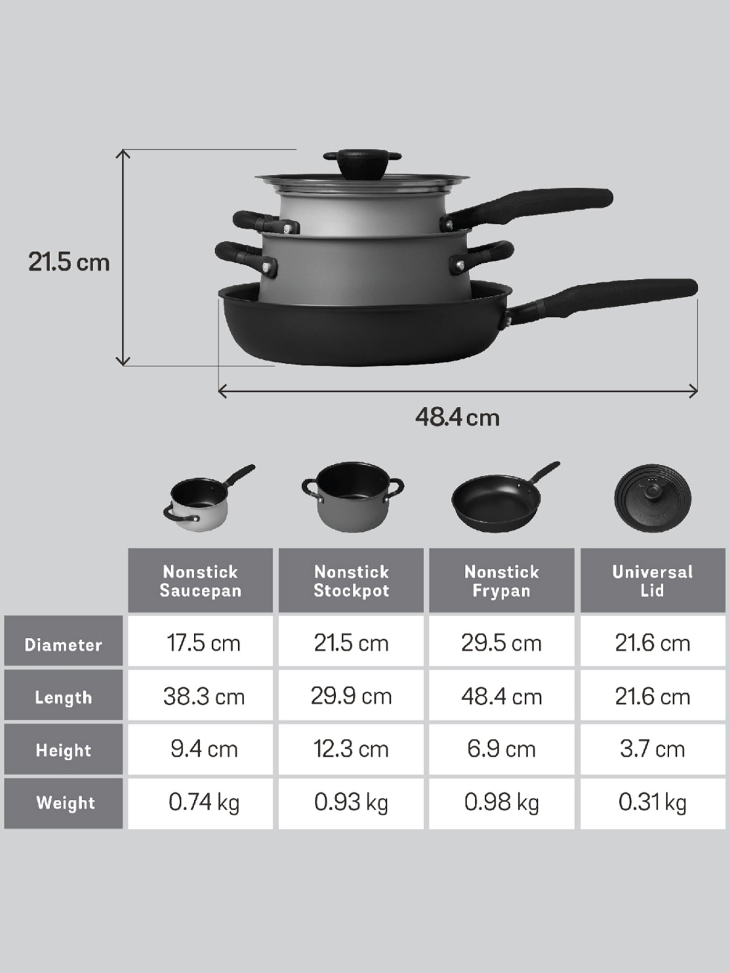 Meyer Multi Colour Aluminium Cookware Set of 4