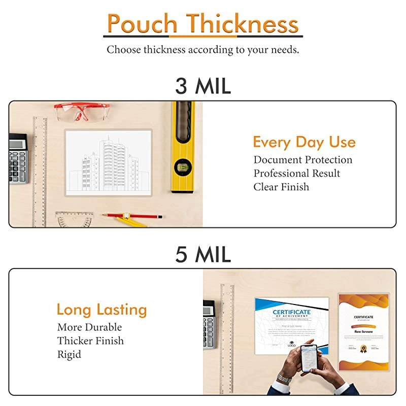 200Pack 85 x 11 Inch Letter Size 3 Mil Clear Hot Glossy Thermal Laminating Pouches Lamination Sheet Laminator Pockets