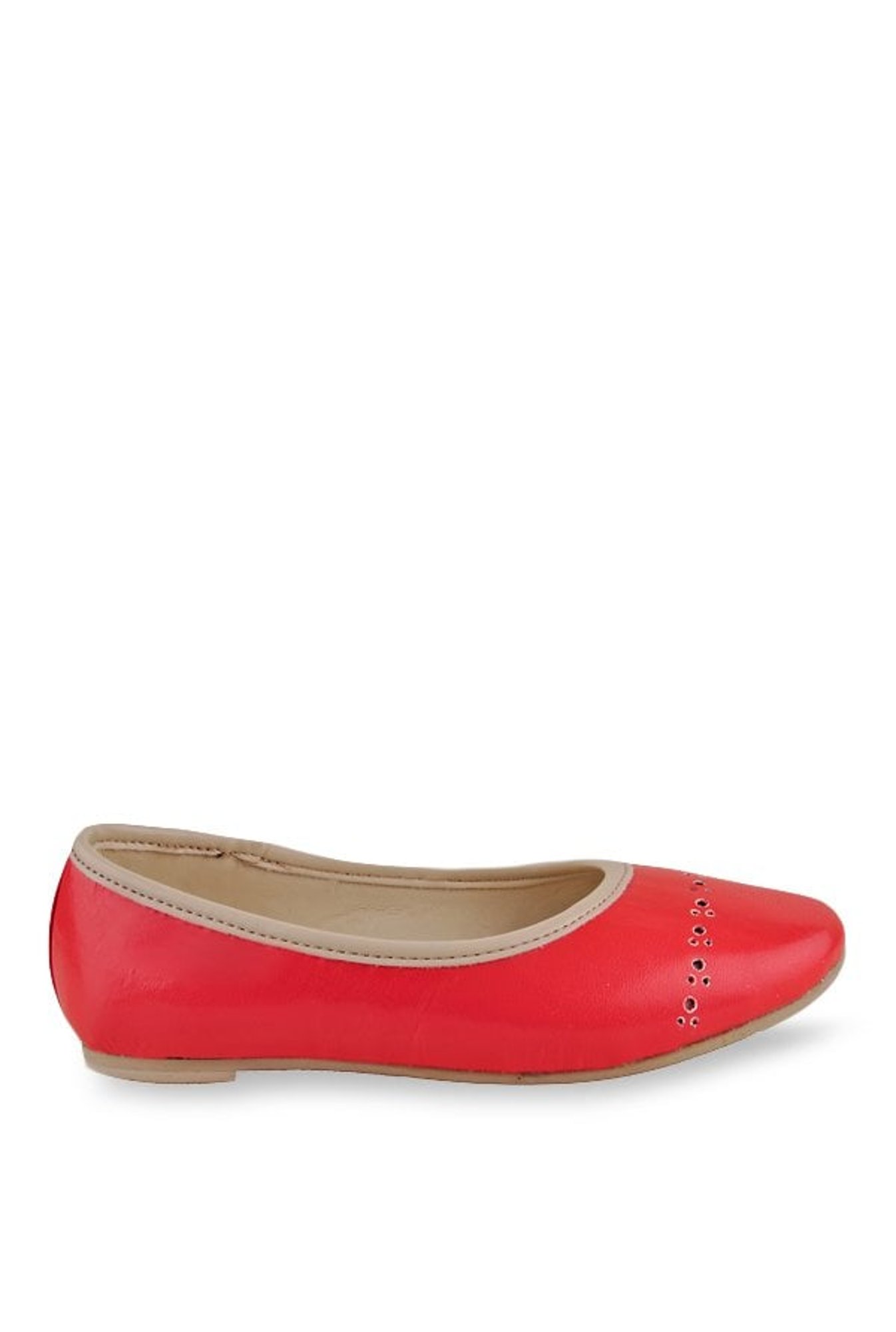 Beanz Kids Clara Carmine Red & Cream Flat Ballets