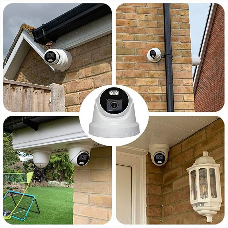 Full Time Color Night Vision Video PoE Outdoor Turret Network Camera with 2.8mm Fixed Lens, Micro SD Card Slot, Built-in mic, H.265+, IP66 Waterproof, HS-VUT04G1-IA