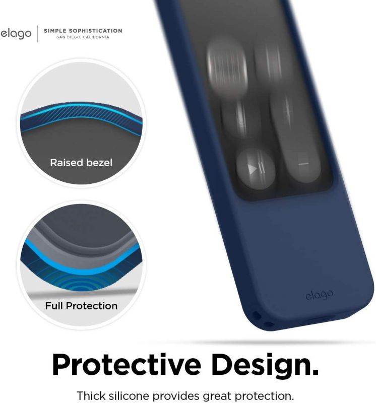 elago R4 Retro Apple TV Remote Case Compatible with Apple TV Siri Remote 1st Generation - Classic Controller Design [Non-Functional], Lanyard Included [US Patent Registered] (Jean Indigo)