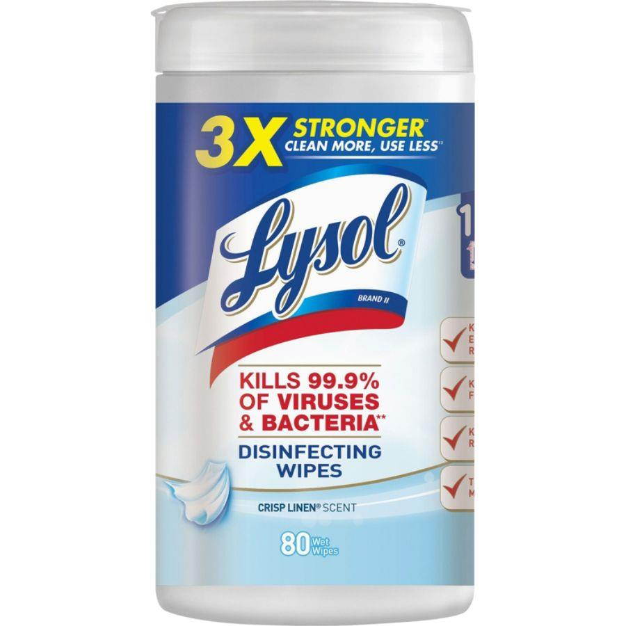 LYSOL Brand Disinfecting Wipes Crisp Linen Scent 7 x 8 80/Canister 6 Canister