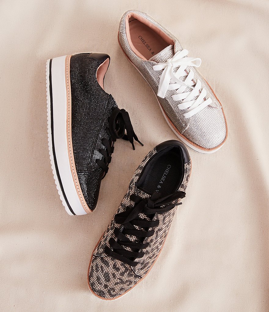 Chelsea & Violet Minie Rhinestone Embellished Lace-Up Platform Sneakers