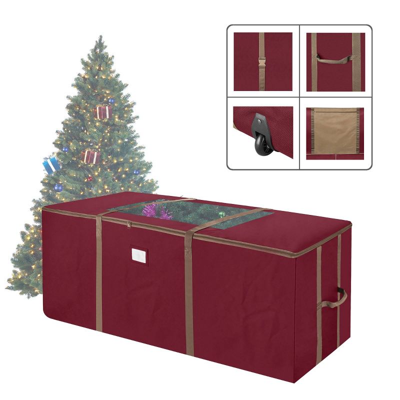 Elf Stor 9' Rolling Christmas Tree Storage Duffel Bag Red