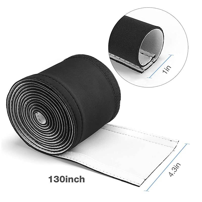 130quot Cable Management Sleeve Cuttable Neoprene Cord Management Organizer System Flexible Cable wrap Cover Wire Hider for Desk TV Computer Office Home Theater Reversible BlackWhite Large