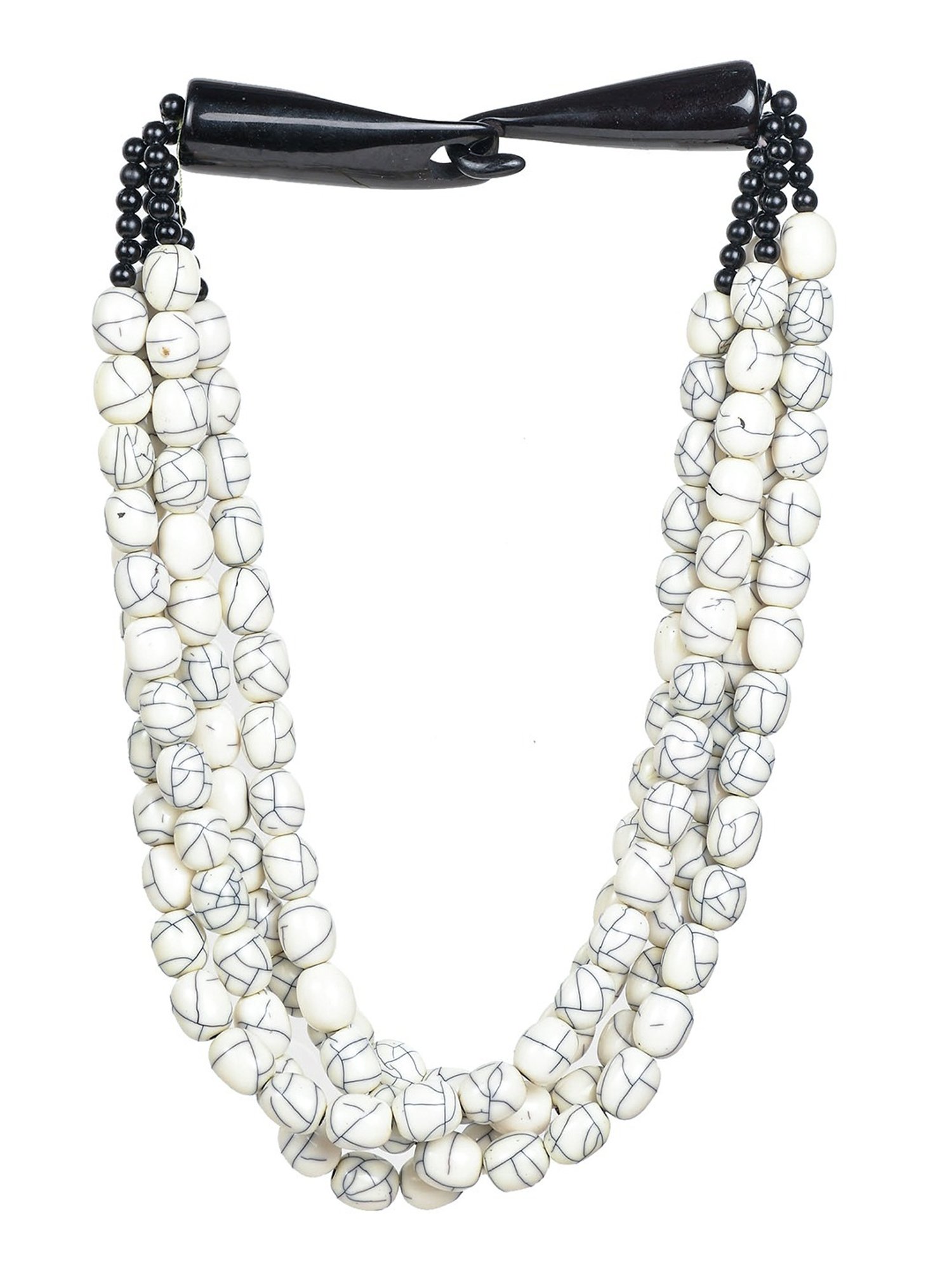 Imli Street White Resin Beaded Handcrafted Tribal Necklace