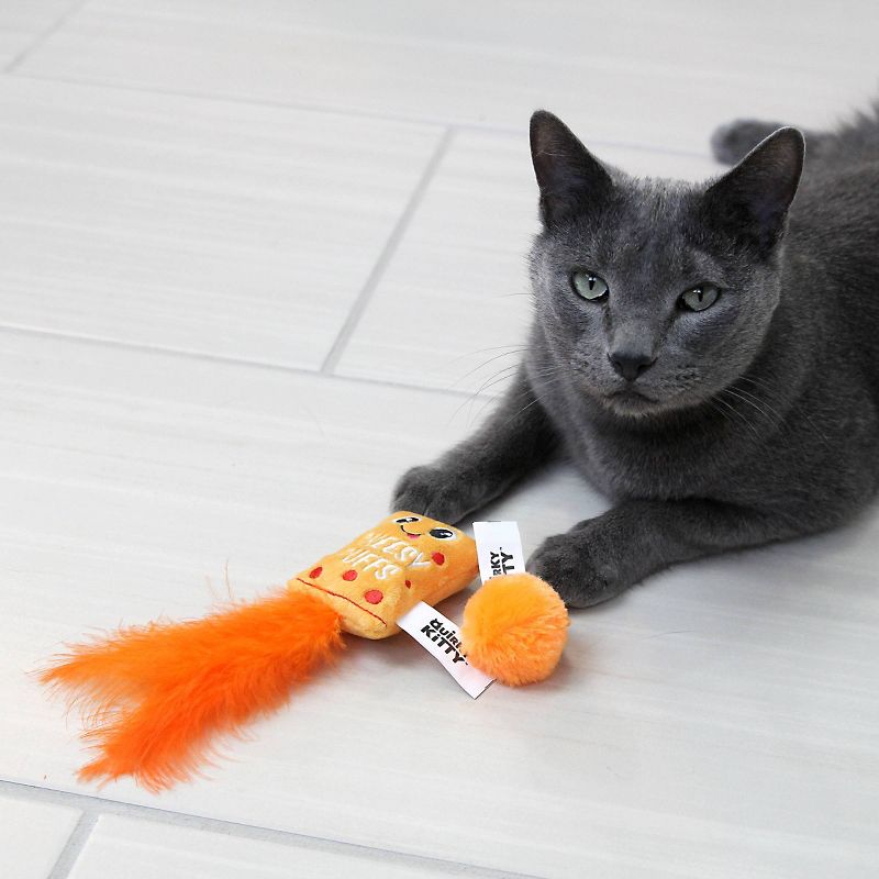 Quirky Kitty Cheesy Puffs Cat Toy - Orange - 2pk
