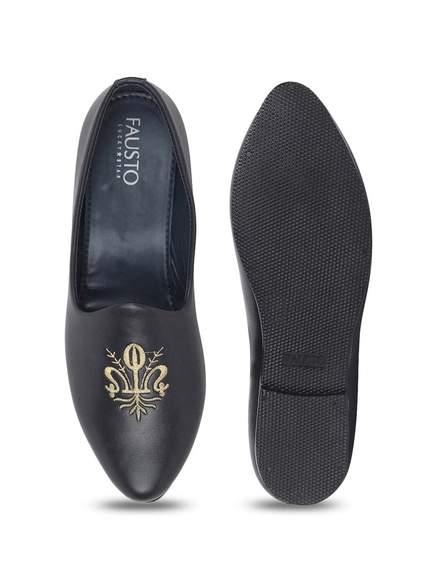 Fausto Men's Navy Ethnic Juttis