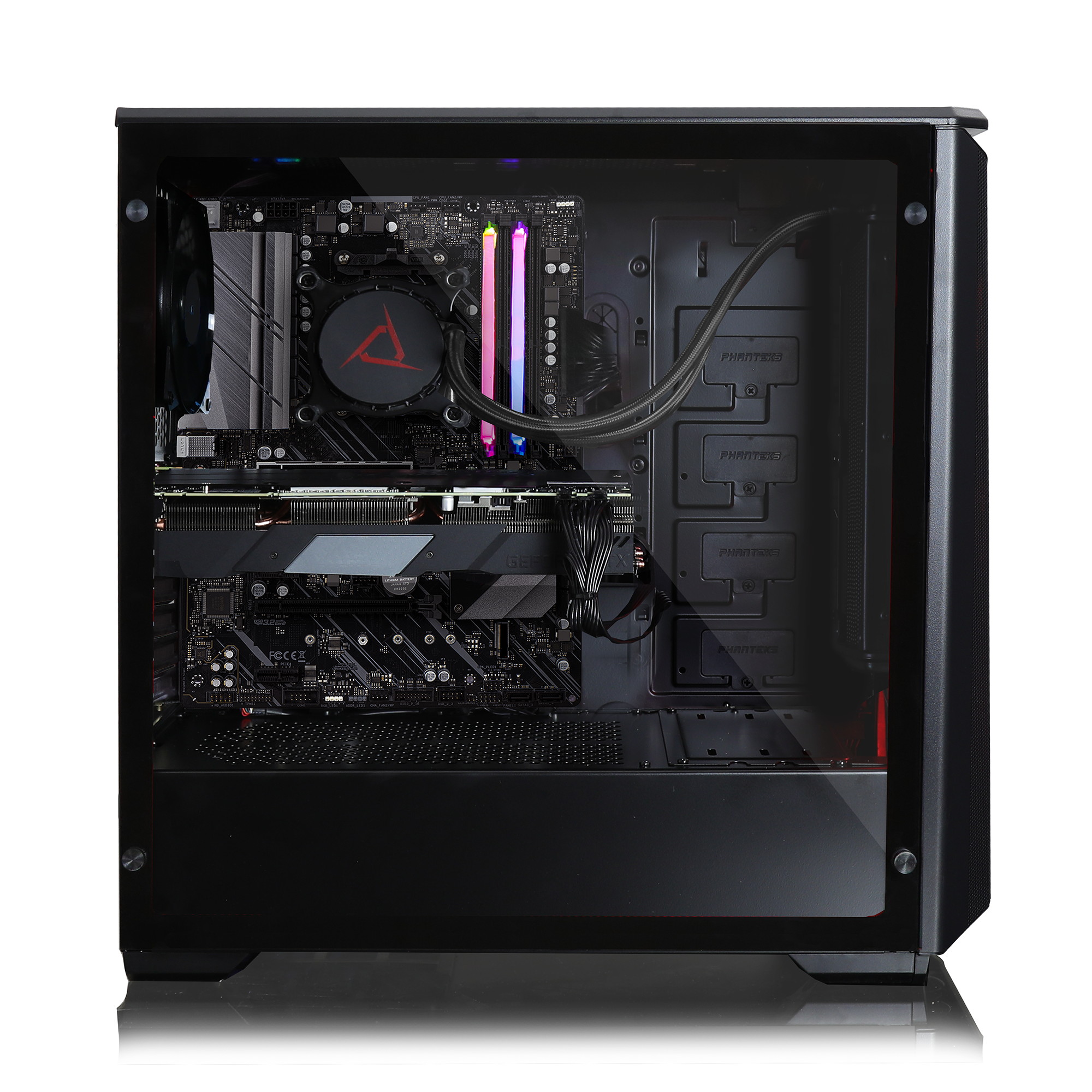 XOTIC V200 Advanced Gaming and Entertainment Desktop (RYZEN 7 5800X 8-core 4.7GHZ Turbo, 16GB DDR4 RAM, 500GB NVMe SSD + 2TB HDD, GeForce RTX 3060 12GB, Windows 10) Liquid Cooled PC