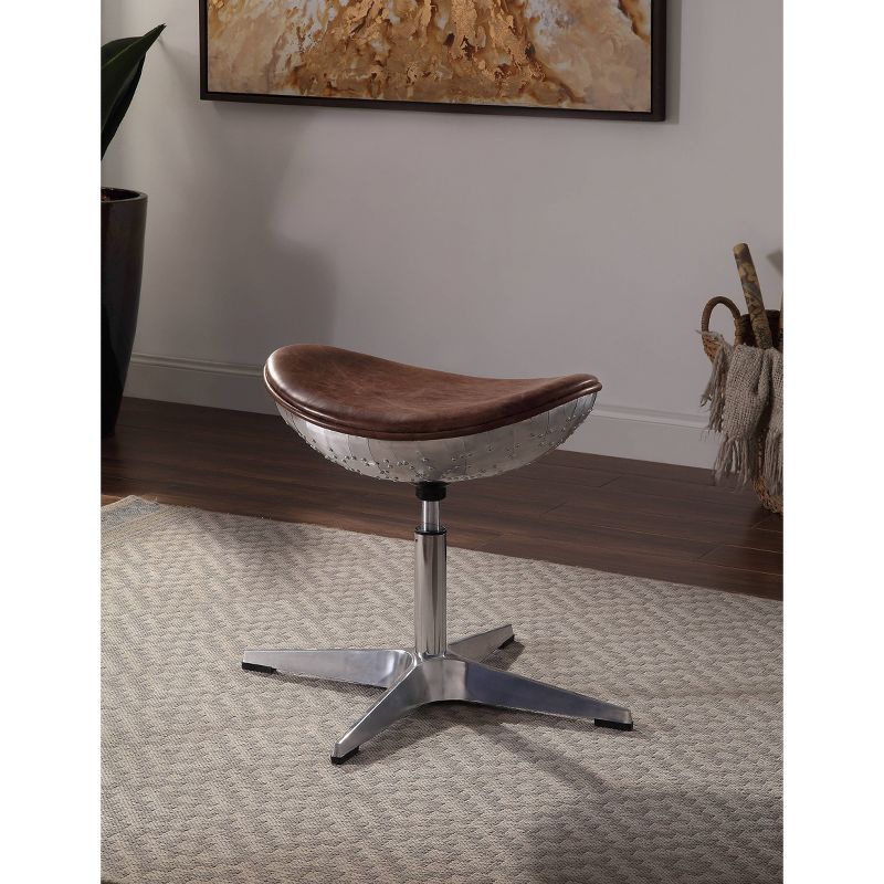 Brancaster Stool Retro Brown Top Grain Leather/Aluminum - Acme Furniture
