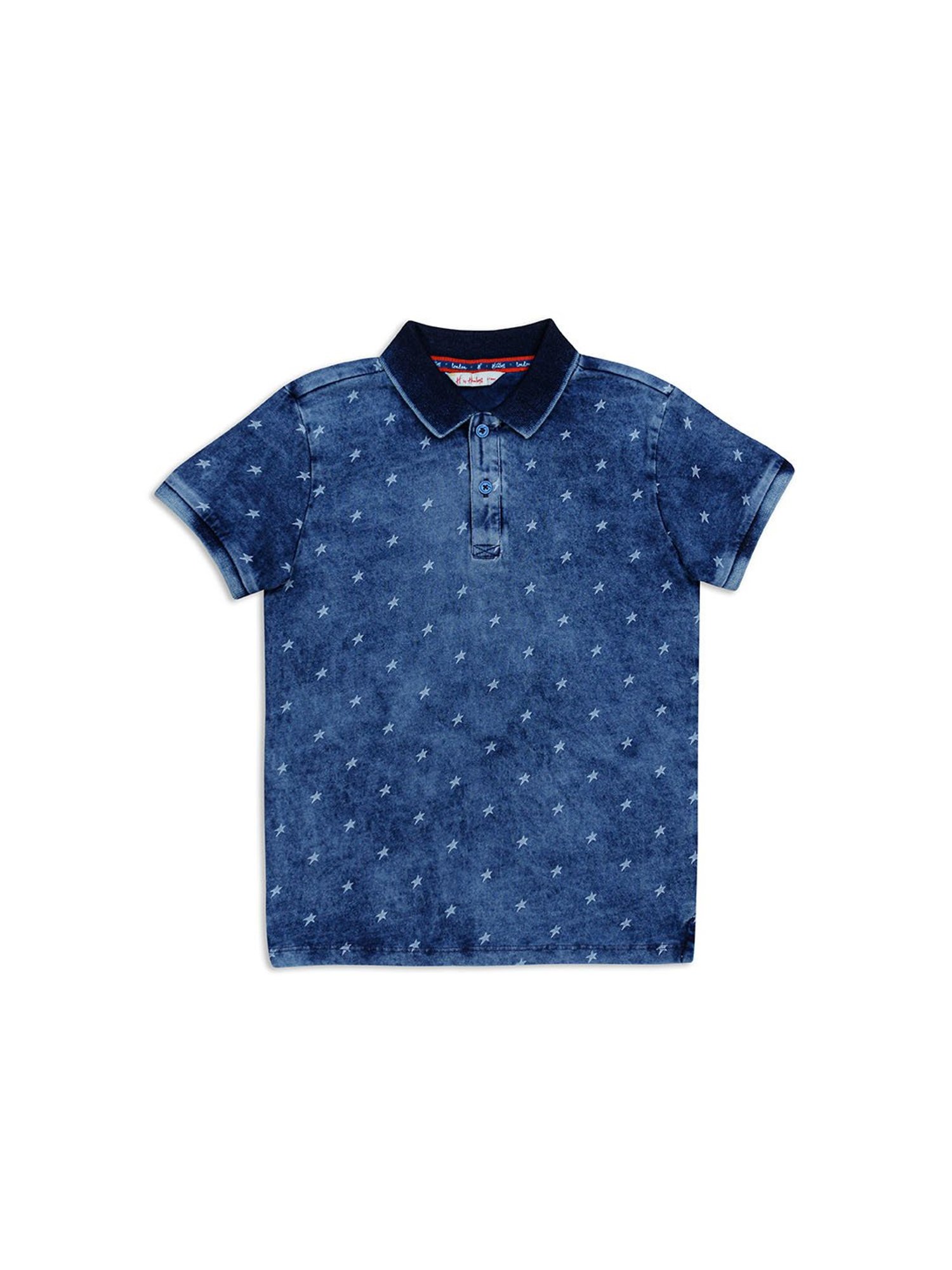 H by Hamleys Kids Blue Printed Polo T-Shirt