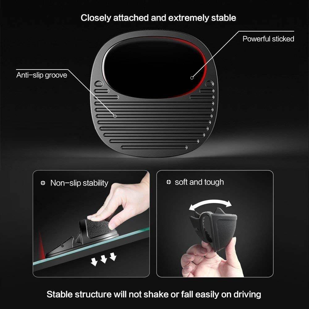 Car Mount Holder, Freal Smartphone Stand Holder Non-Slip Silicone Pad Dash Mat,Dashboard GPS Cradles Bracket for iPhone 5/6/7/8 Plus,Samsung,Google Nexus, 3.5-7 Inch Cell Phone or GPS Devices (Black)