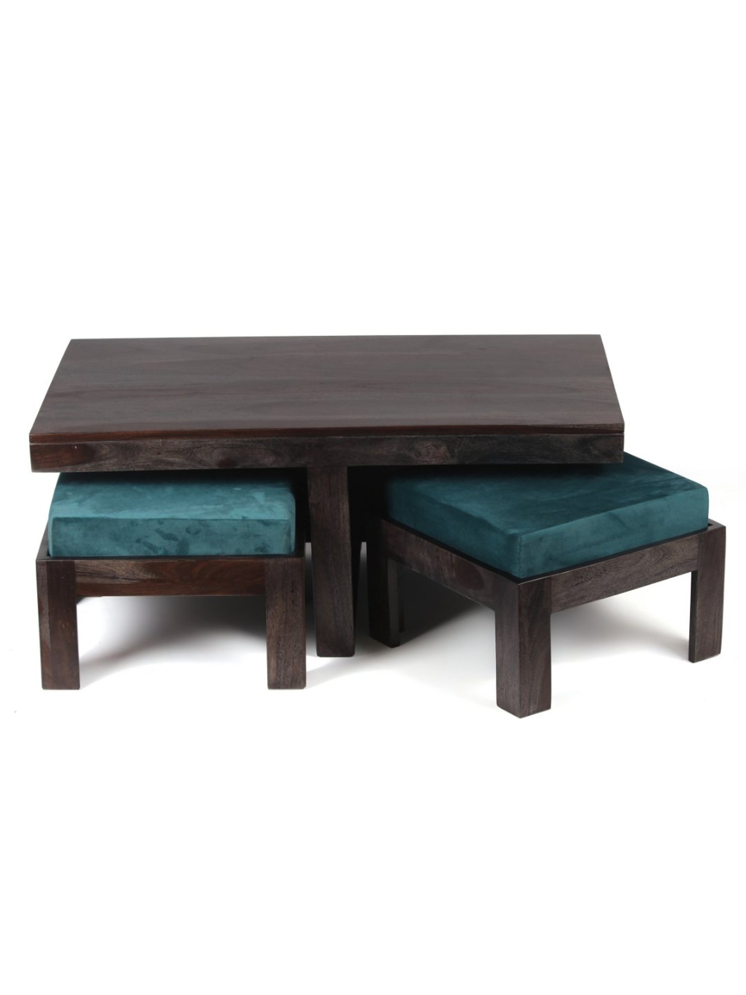 Ikiriya Irish Blue & Dark Brown Wood Coffee Table for Living Room Mahogany Finish