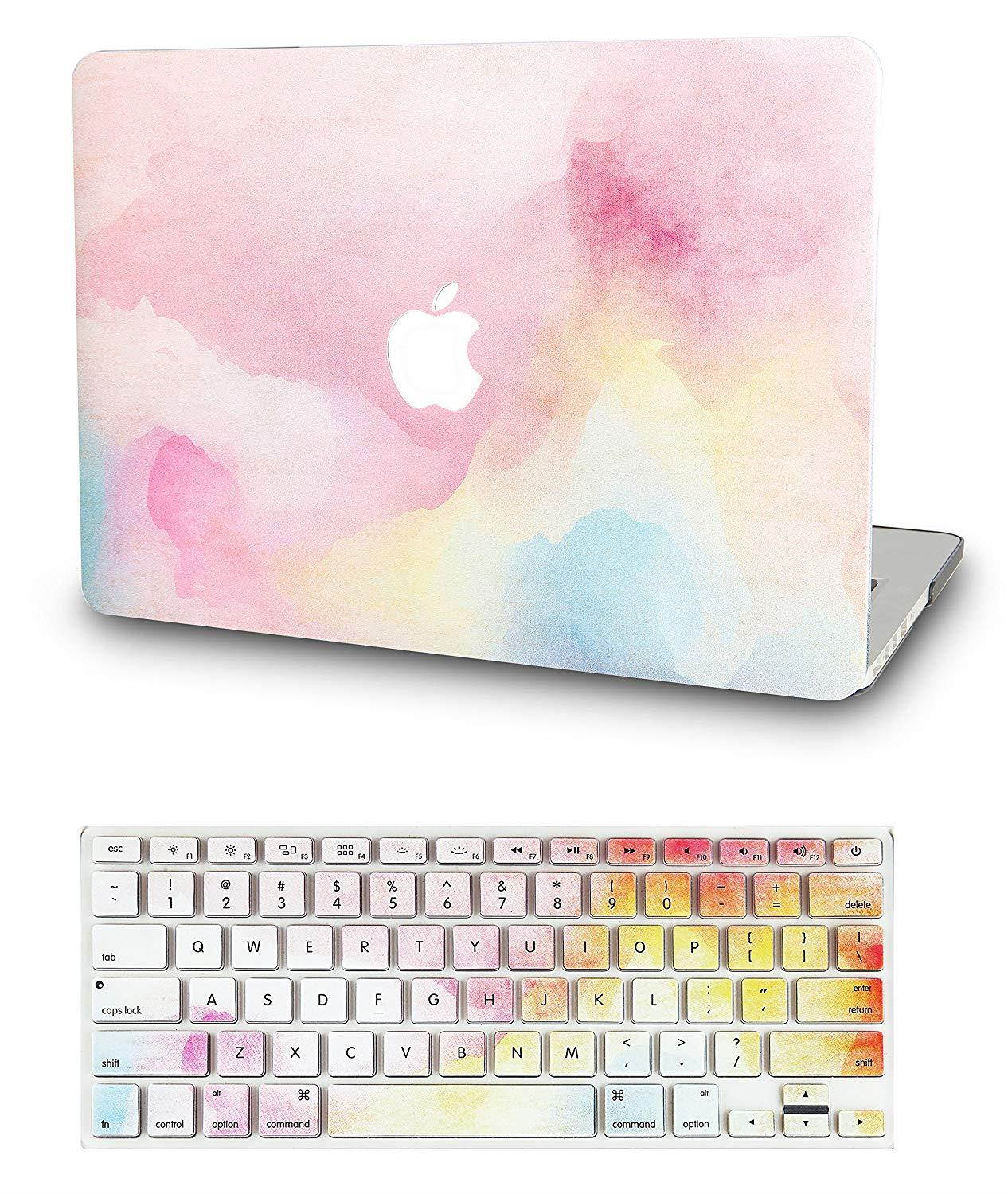 KEC Laptop Case for MacBook Pro 13" (2018/2017/2016) w/ Keyboard Cover Plastic Hard Shell A1989/A1706/A1708 Touch Bar (Rainbow Mist)