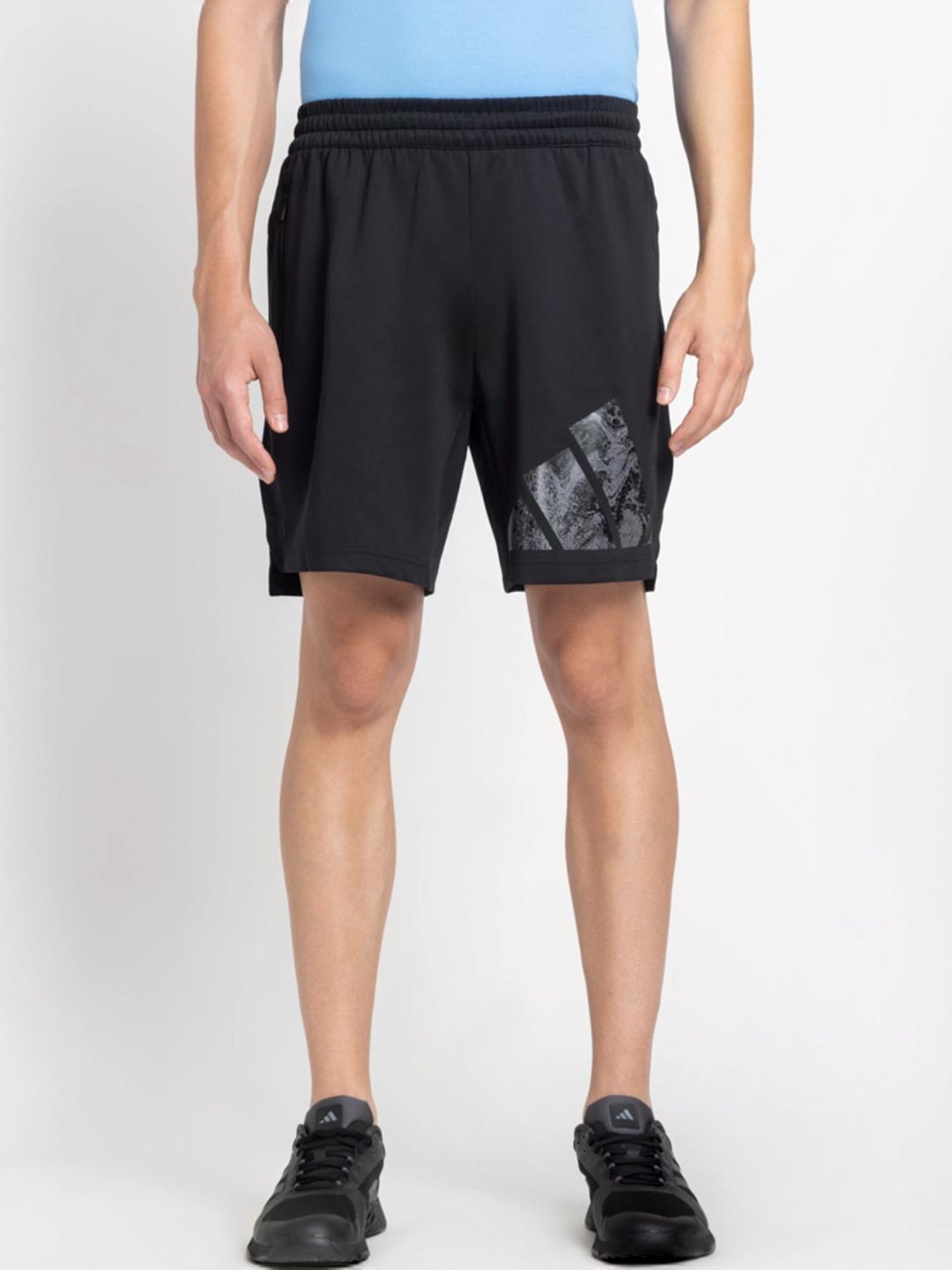 Adidas Black Regular Fit Printed Sports Shorts