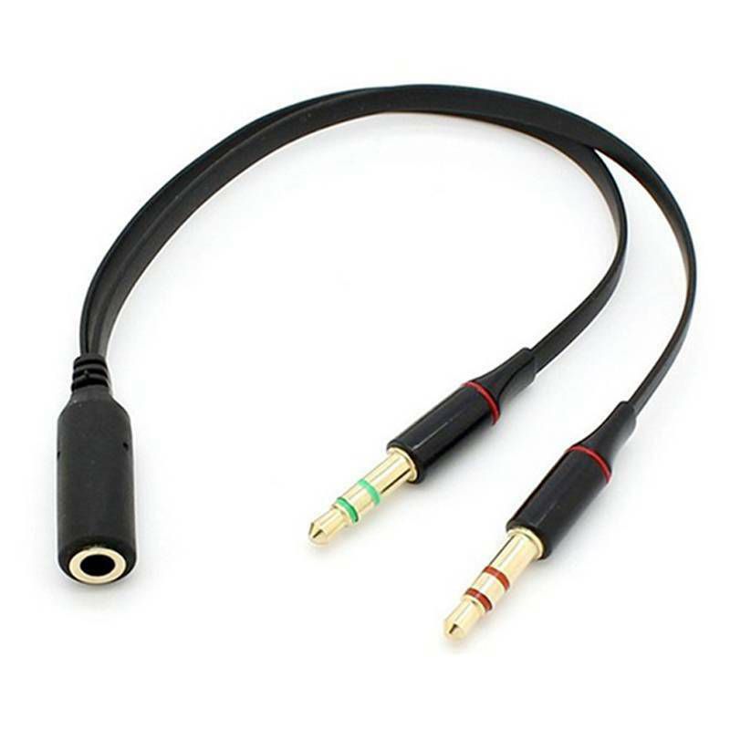 3.5mm 1 Female to 2 Male Y Splitter 3.5mm Headset Splitter Adapter Cable F L/R Audio Microphone MIC PC Headset