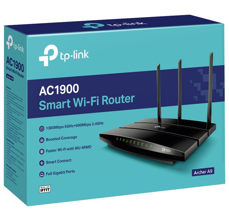 TP-LINK Archer A9 IEEE 802.11ac Ethernet Wireless Router - 2.40 GHz ISM Band - 5 GHz UNII Band - 4 x Antenna(1 x Internal/3 x External)