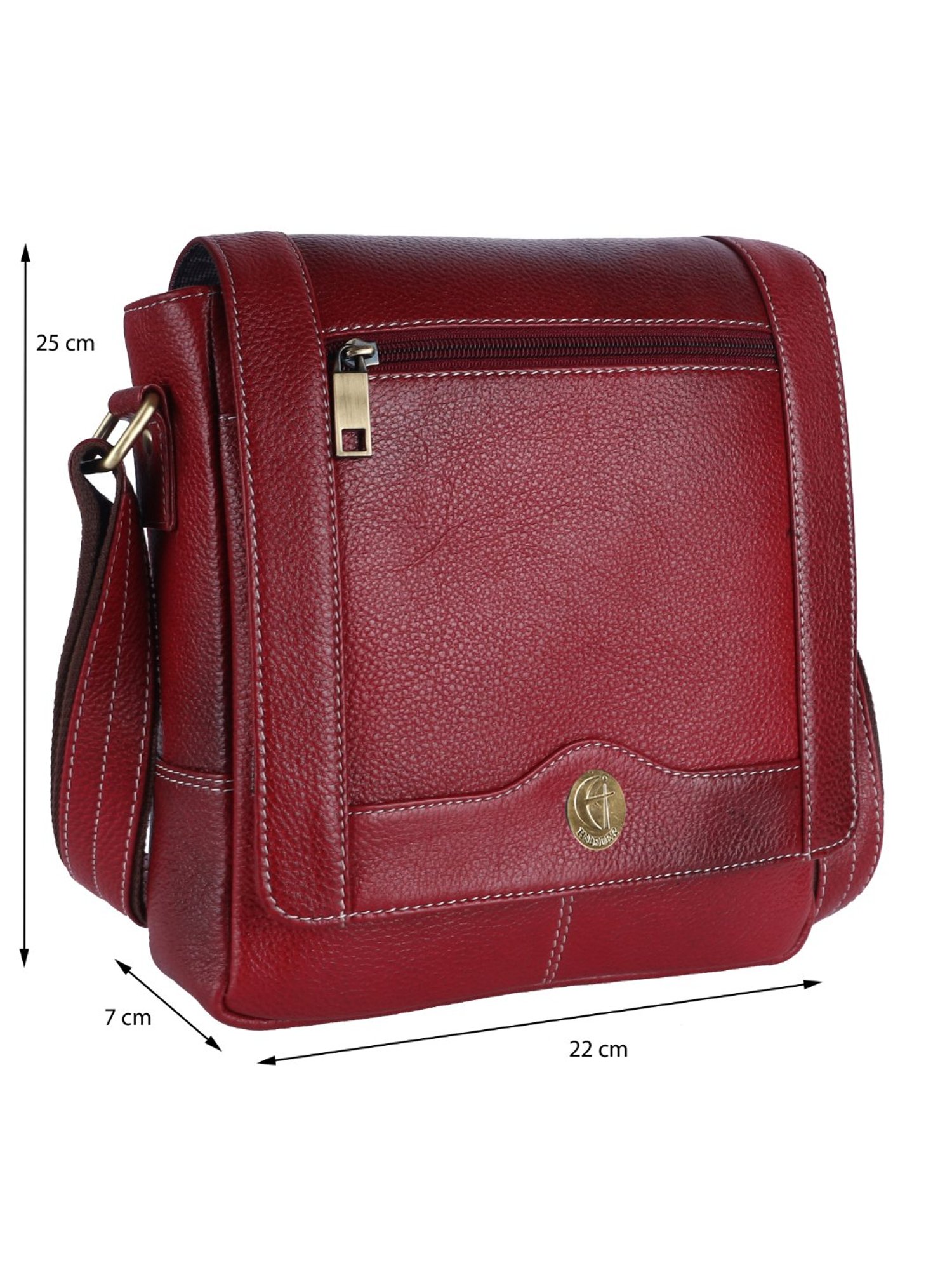 HiLEDER Pure Genuine Leather Messenger Shoulder Sling Cross Body Office Bag for Men and Women,Maroon