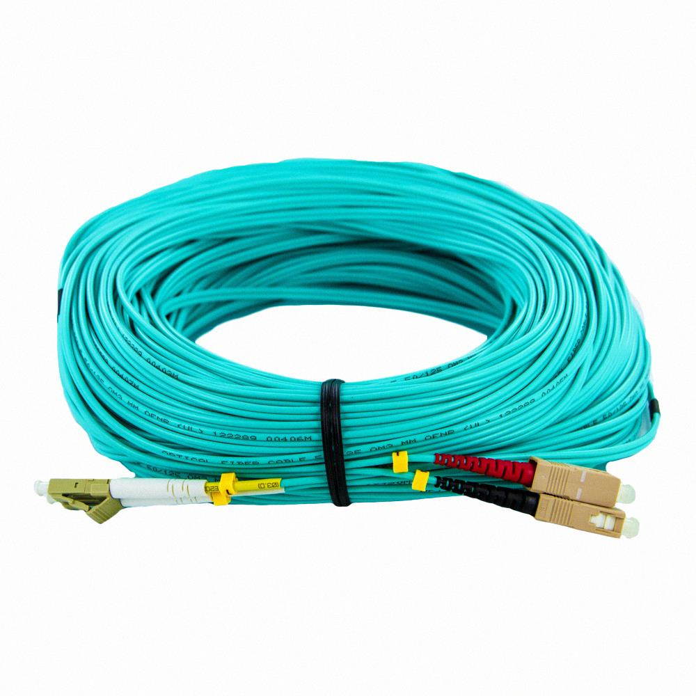 NavePoint LC-SC 10GB Fiber Optic Cable Duplex 50/125 Multimode 50M Aqua