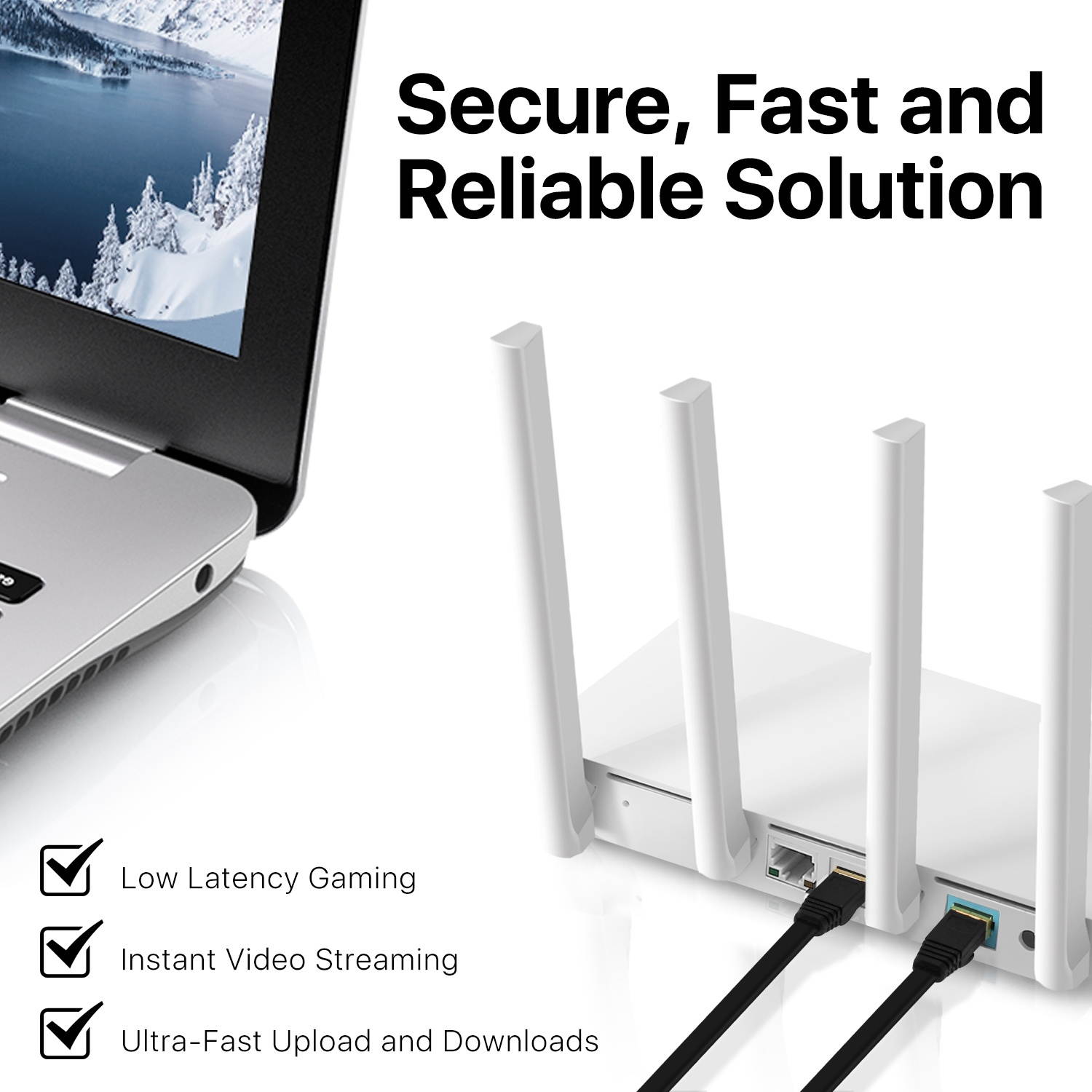 Cat7 Shielded Ethernet Flat Patch Network Cable 50 ft - 10Gbps 600Mhz High Performance with Snagless RJ45 Connectors Gold Plated Plug S/STP Wires Networking Cable Wiring Black