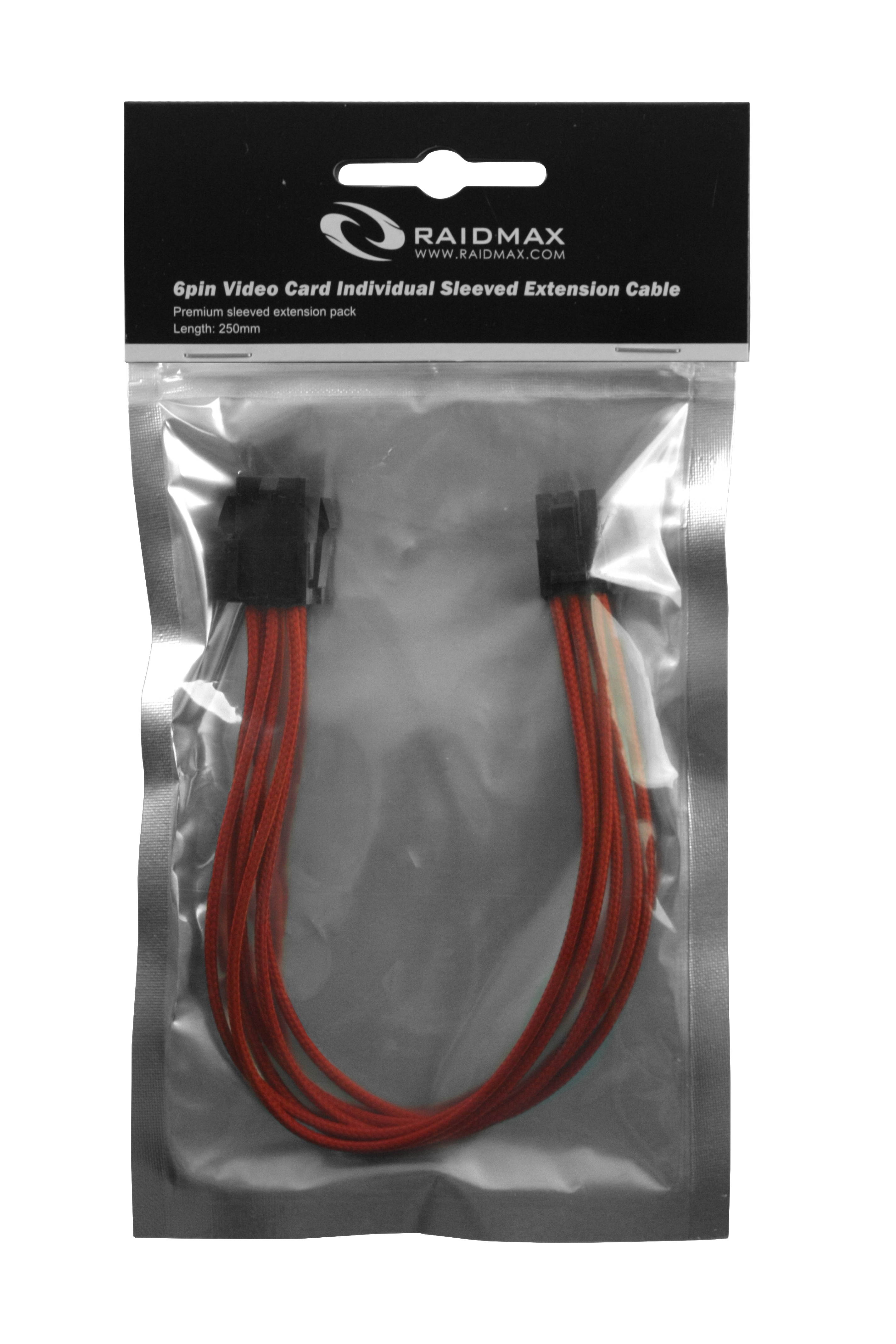 RAIDMAX  6Pin Male to 6-Pin Female Video Card Power Extension Cable 20cm(Red)