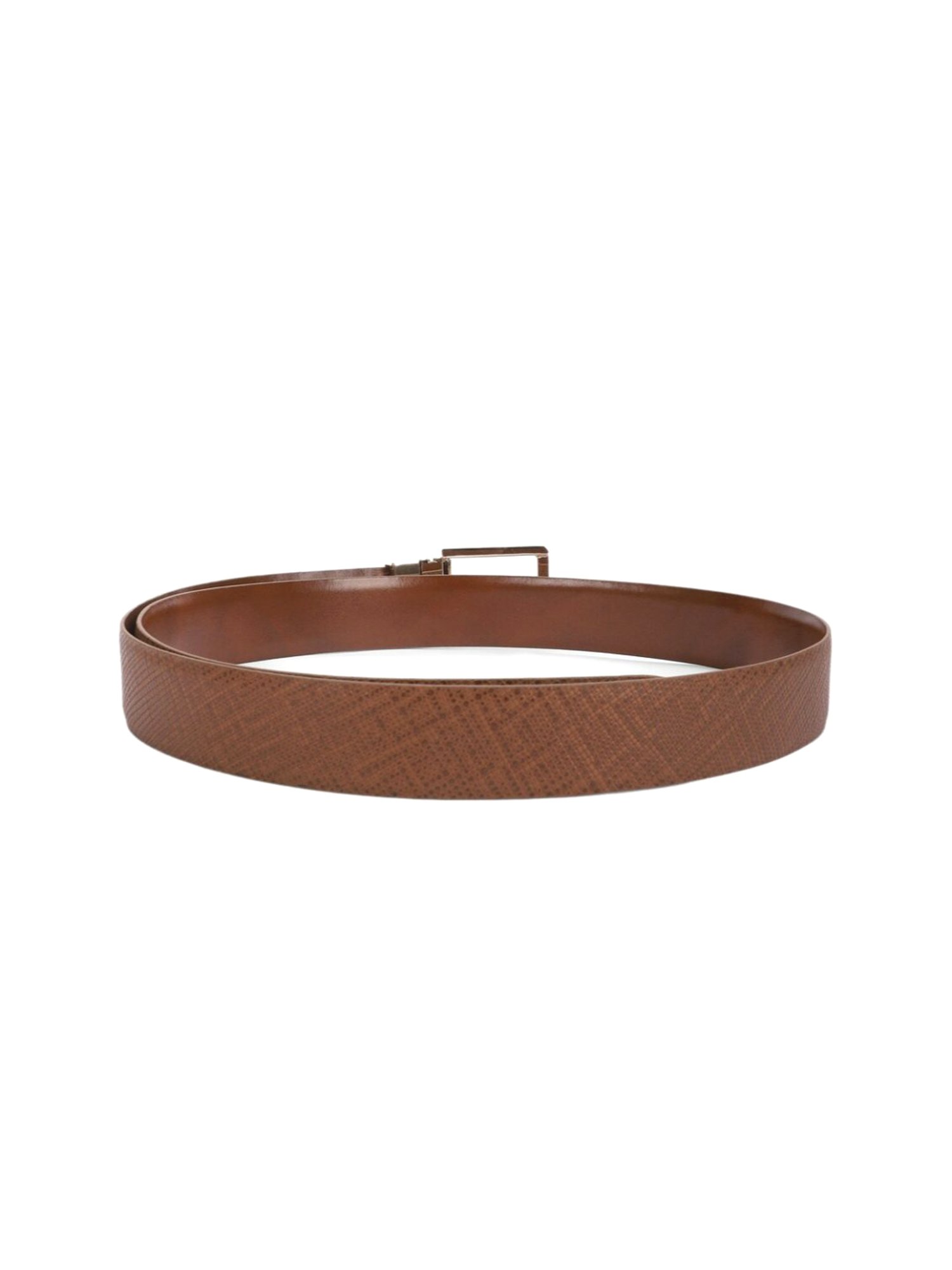 Simon Carter Brown Leather Textured Casual Belt for Men