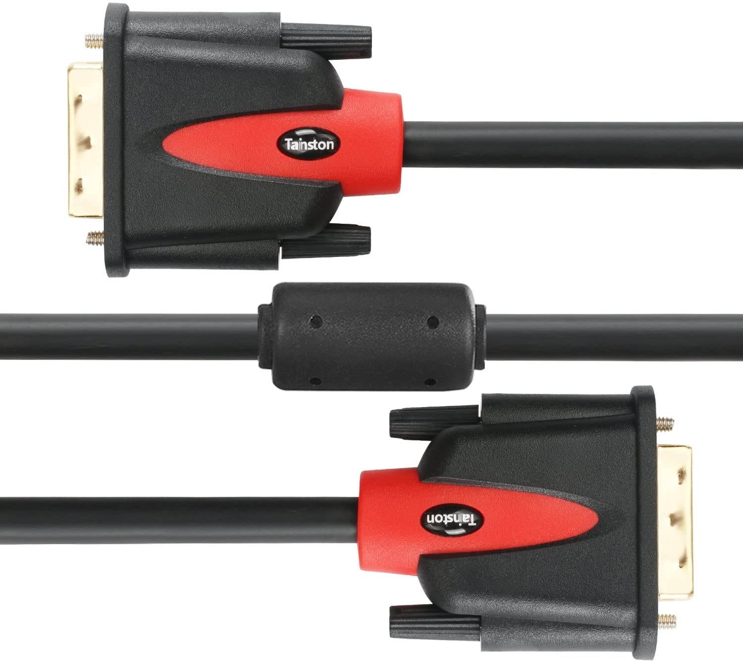 Tainston DVI to DVI Cable(6 Feet) Dual Link DVI-D Cable Male to Male with Ferrites