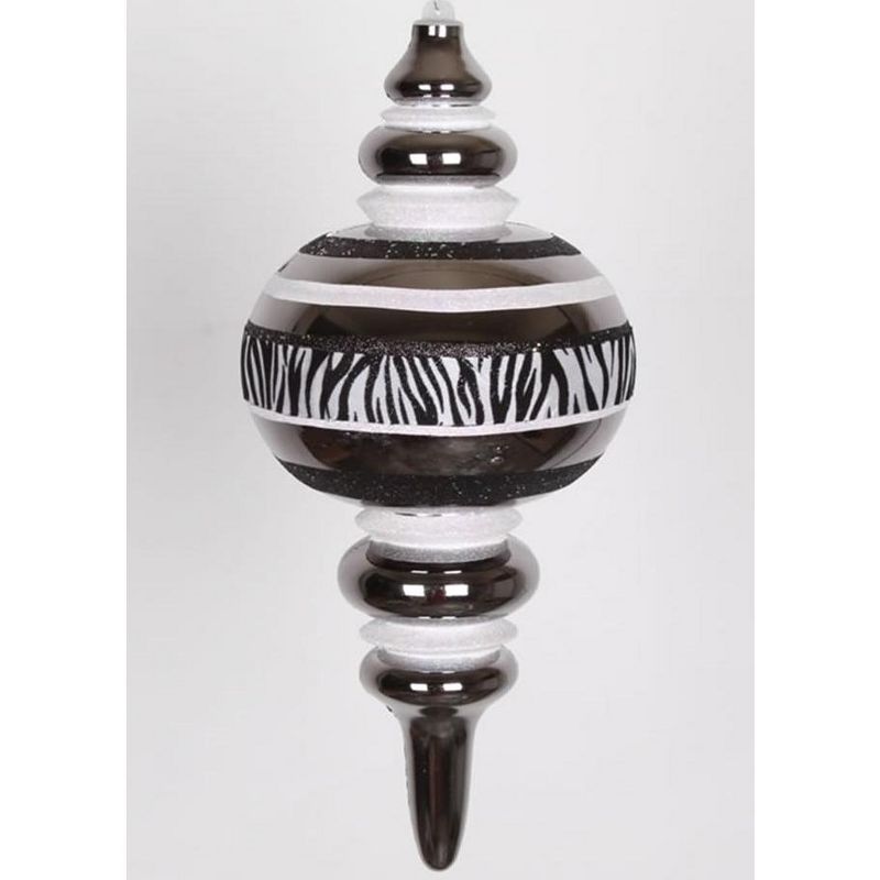 Vickerman 13" Diva Safari Zebra Print and Stripes Commercial Size Finial Christmas Ornament - Black/White