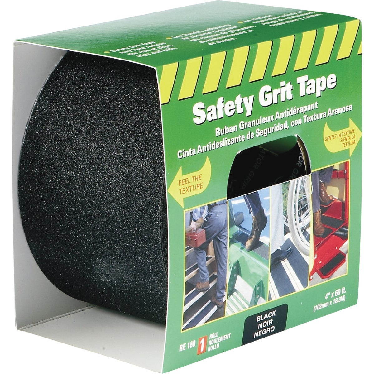 Incom Manufacturing 4in. X 60ft. Black Gator Grip Anti Slip Safety Grit Tape  RE160 - Pack of 60