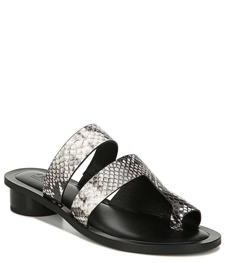 Sarto by Franco Sarto Trixie Snake Print Leather Toe Ring Slide Sandals