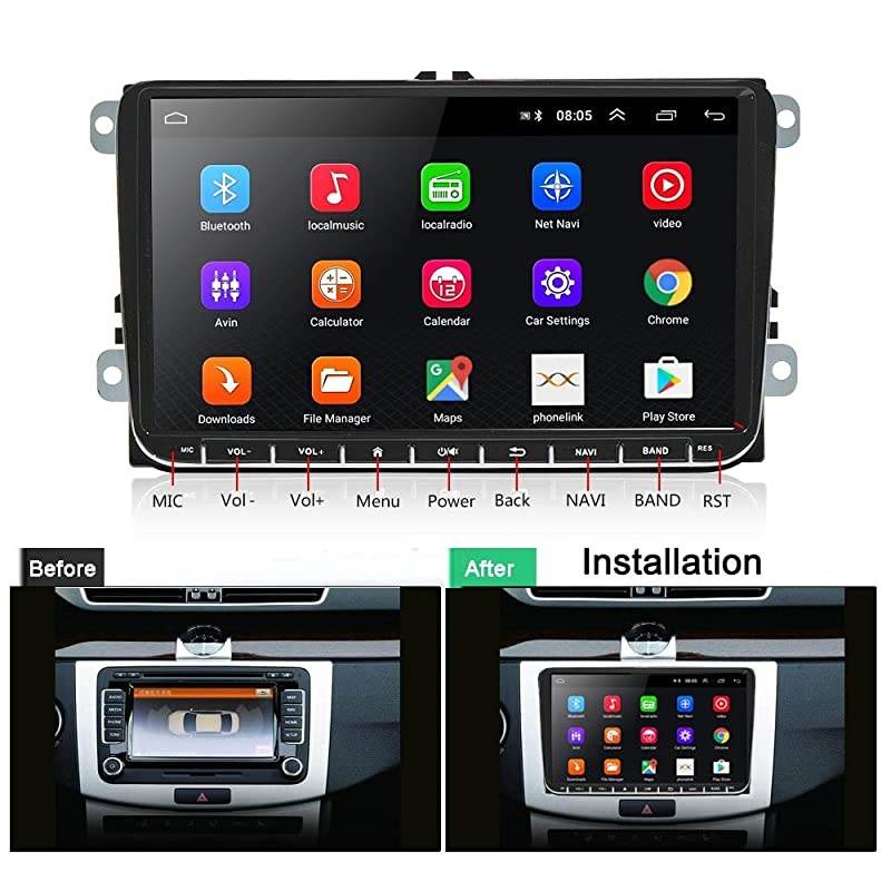 Stereo Radio Android 2G RAM+32G ROM Indash Head Unit for Volkswagen Jetta Passat Golf Touran Polo SEAT Skoda 9" Touch Screen with GPS Navigation WiFi Bluetooth FM USB+Backup Camera