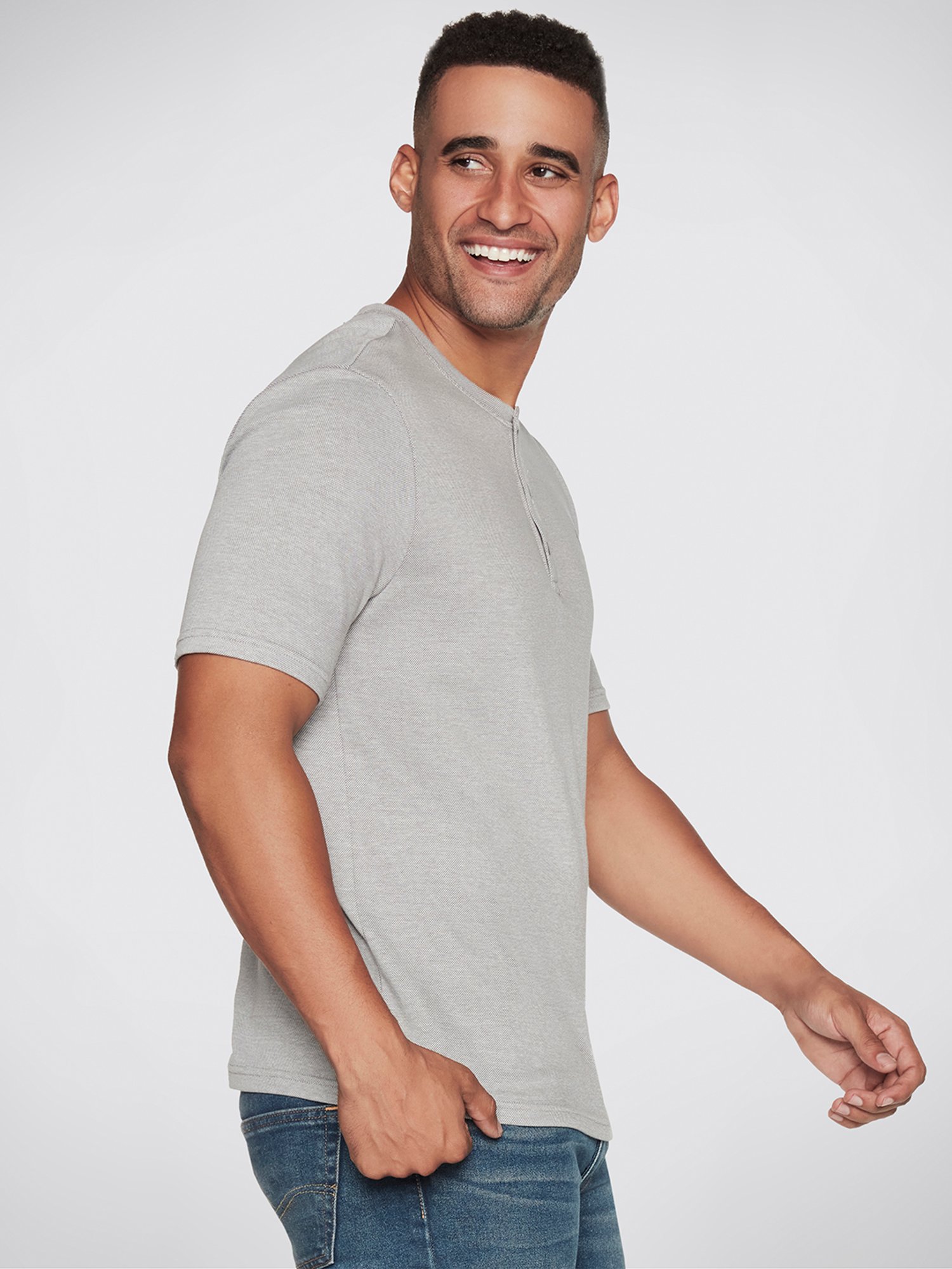 Skechers Grey Relaxed Fit Henley T-Shirt