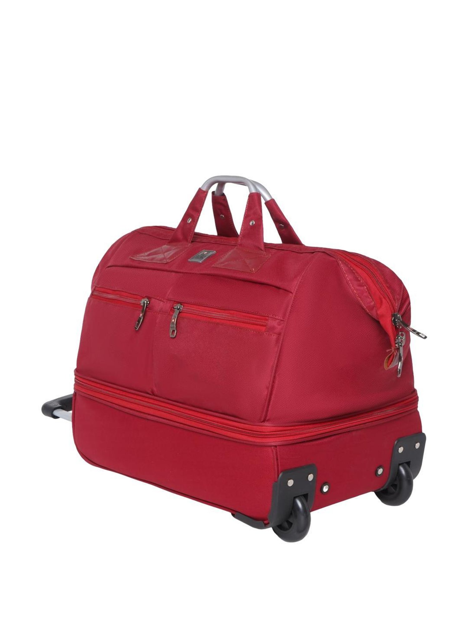 Swiss Military Maroon Polyester Solid Duffle Trolley Bag