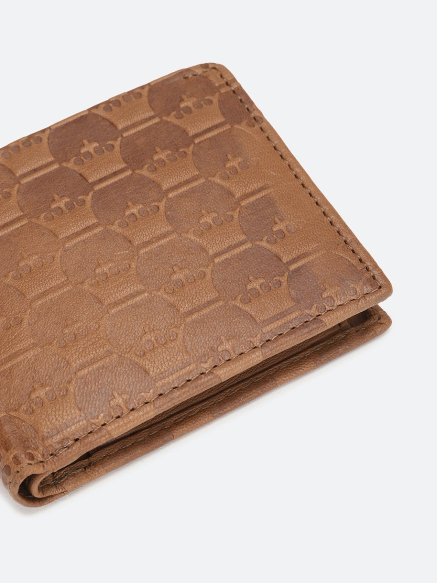 Louis Philippe Brown Leather Textured Bi-Fold Wallet