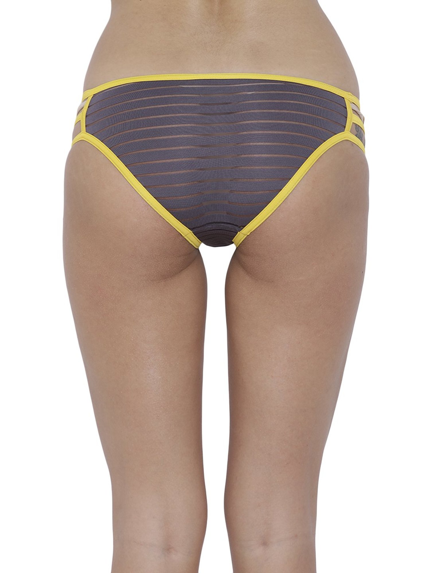 BASIICS by La Intimo Petrol Grey Striped Bikini Panty