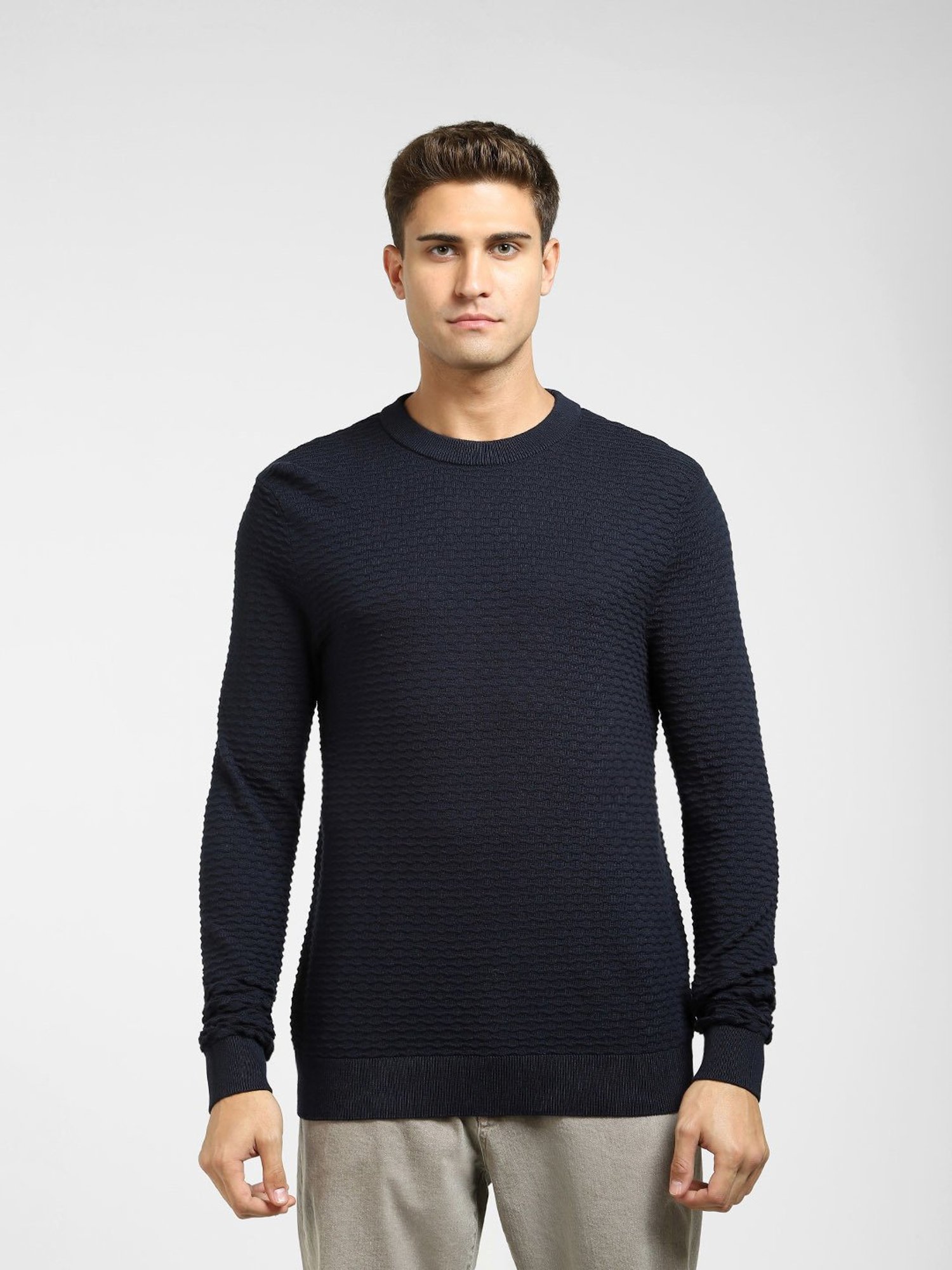 SELECTED HOMME Sky Captain Cotton Regular Fit Texture Sweater