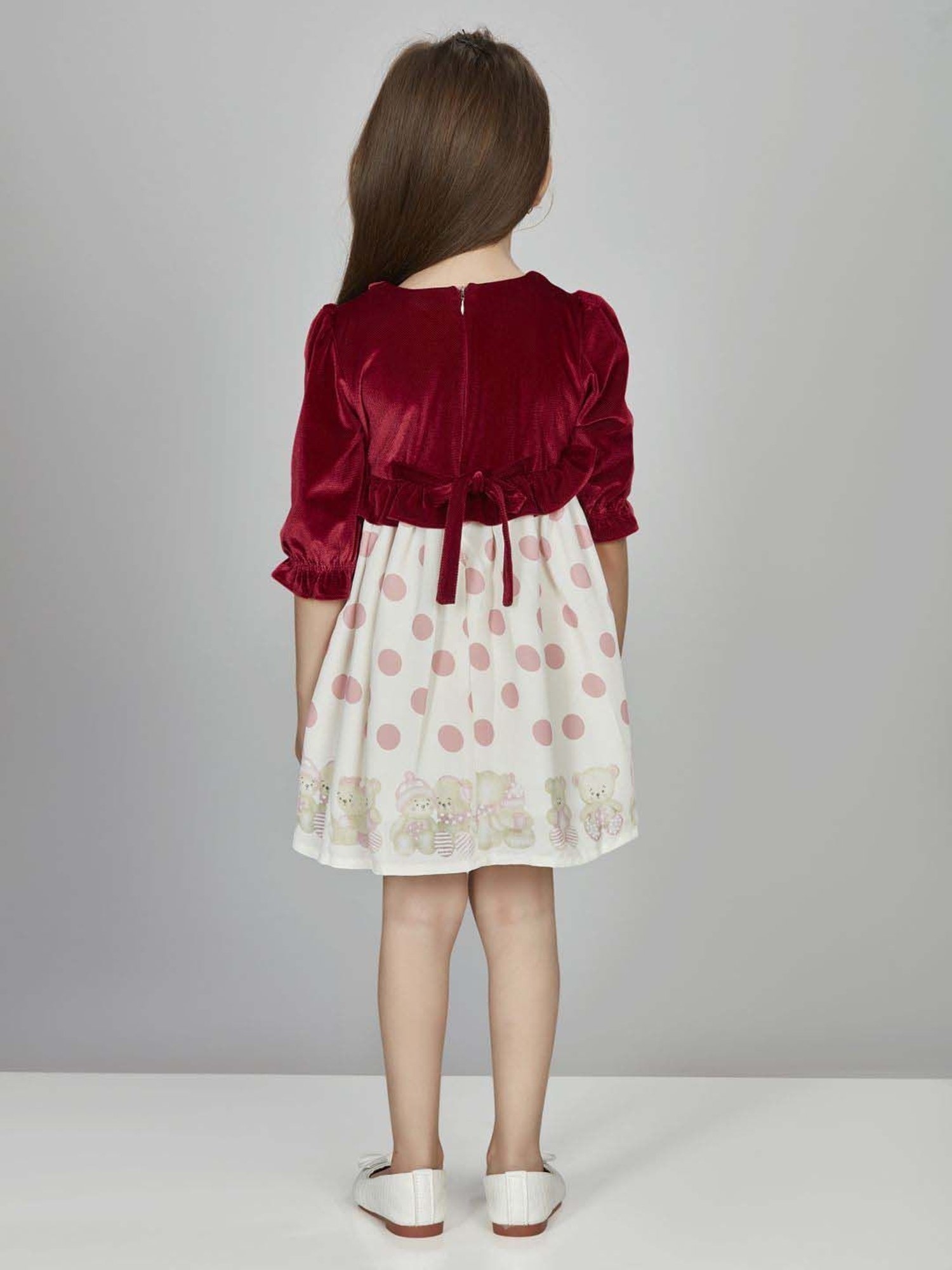 Peppermint Girls Maroon & White Printed Dress