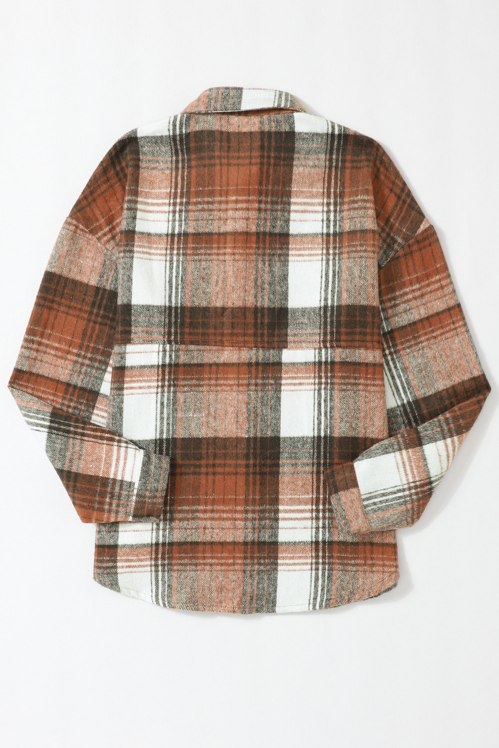 Brown Plaid Button Up Long Sleeve Flannel Shacket