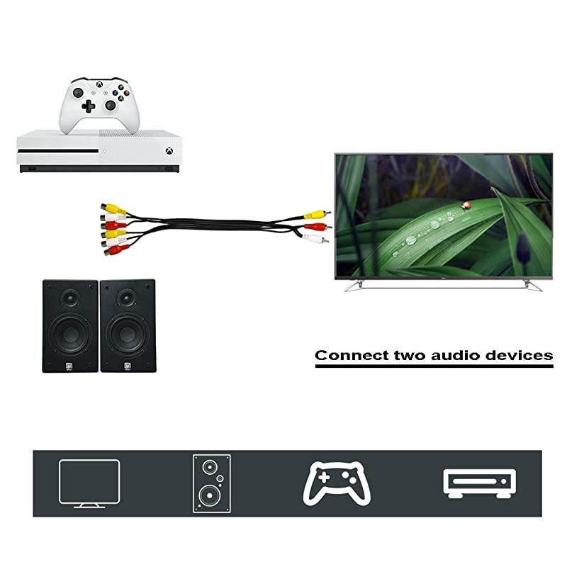 AV Cable Splitter,  3 RCA Male Plug to 6 RCA Female Jacks Composite Video Splitter Adapter Output Cables Cord