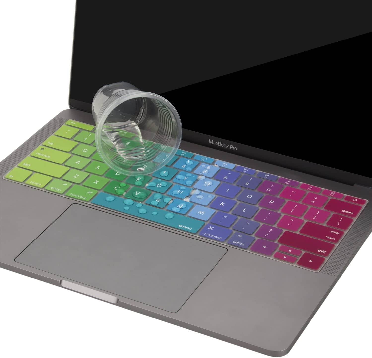 MOSISO Silicone Pattern Keyboard Cover Protective Skin Compatible with MacBook Pro 13 inch 2017 & 2016 Release A1708 Without Touch Bar, MacBook 12 inch A1534, Blue and Pink