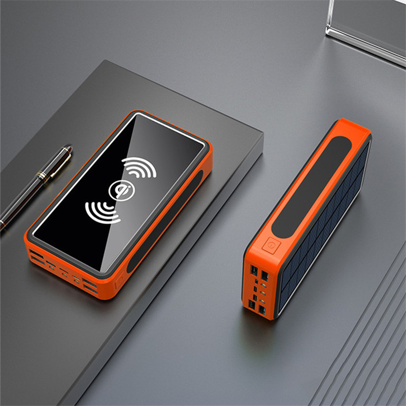 900000mAh  Qi Built-in Wireless Charge Power Bank Solar Mobile Power 4usb Charger 9V4A External Battery Bank