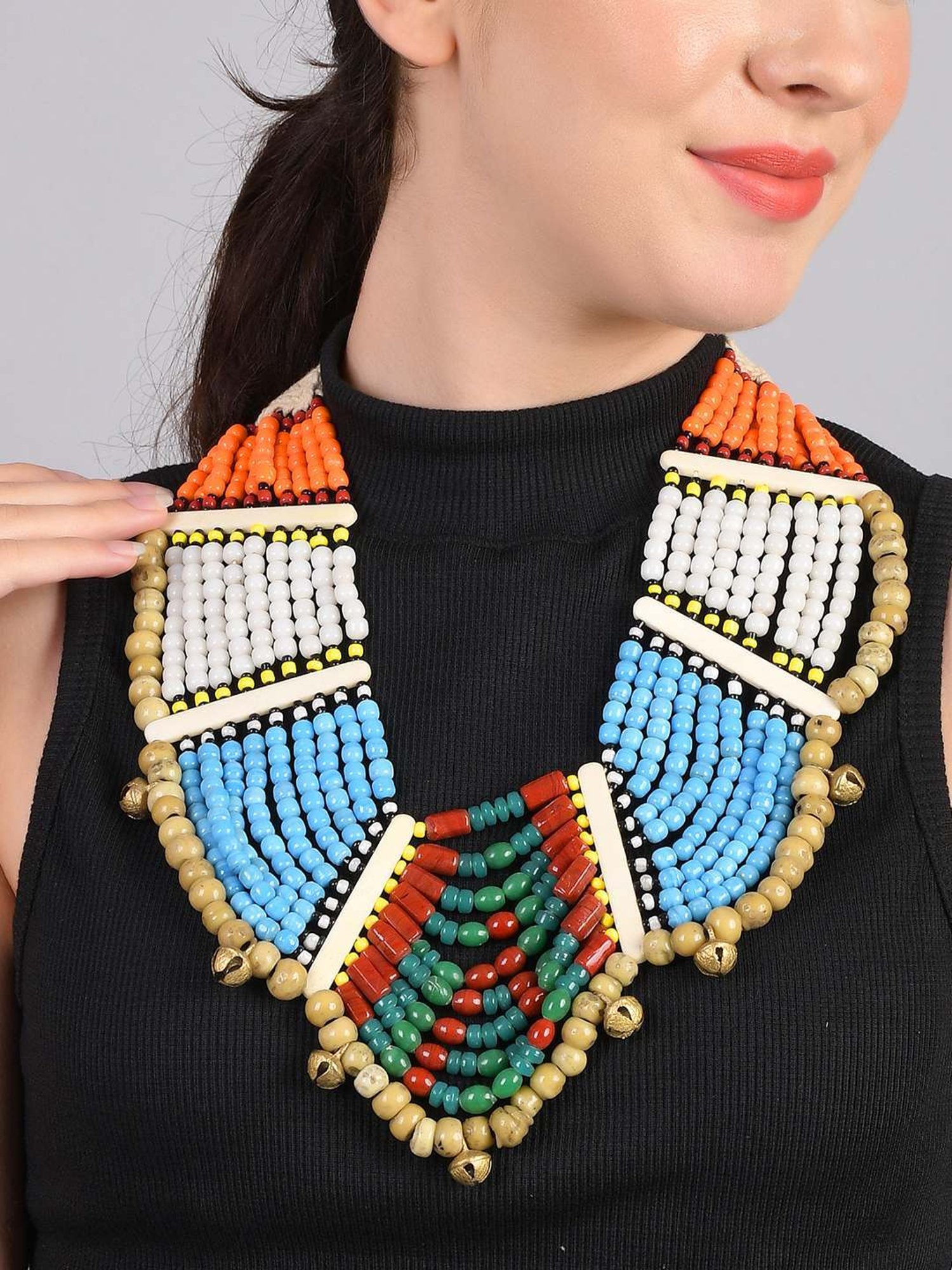 Imli Street Multicolor Vintage Naga Beaded Tribal Necklace