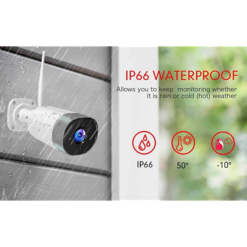 Security Camera Outdoor  1080P WiFi Camera IP66 Waterproof with TwoWay Audio Night Vision Motion Detection Compatible with iOSAndroid Use Wired Power