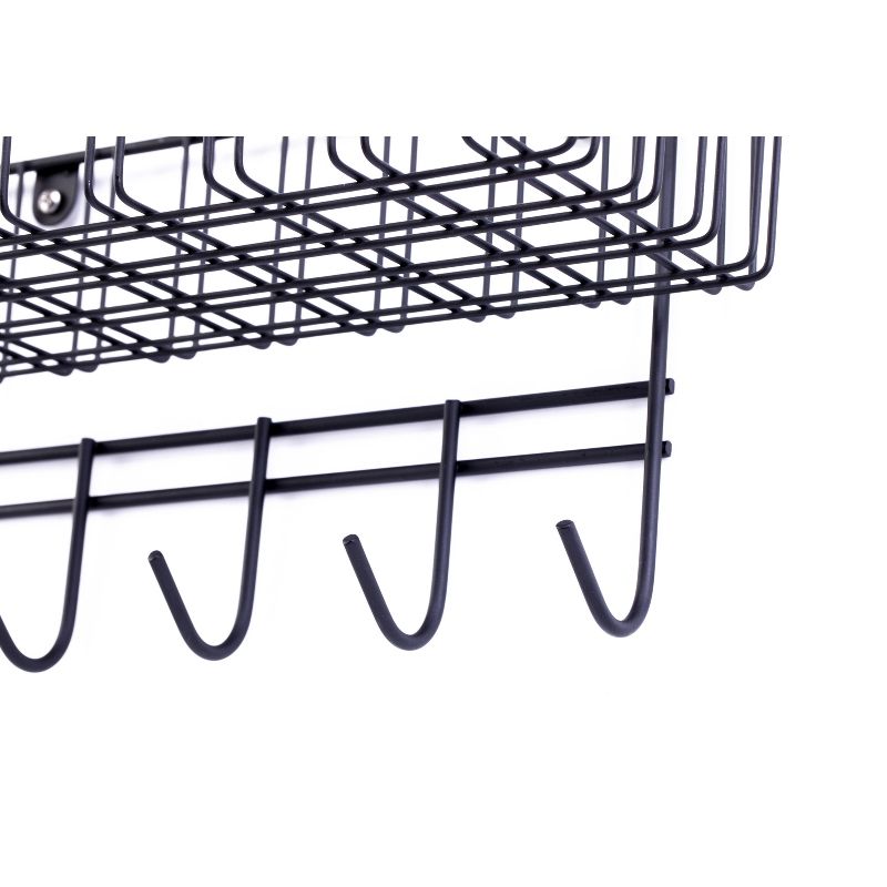 Basicwise Metal Wall Mounted Entryway Organizer Rack with Hooks