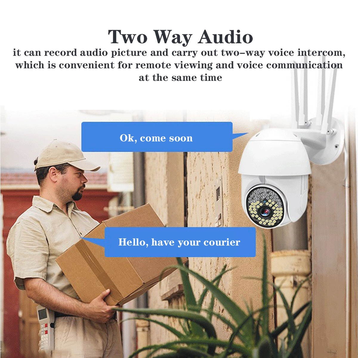 88LEDs 1080P WIFI IP Camera Night Vision Two Way Intercom Wireless Outdoor CCTV HD PTZ Smart Home Security 360&deg; IR Monitor-UK Plug