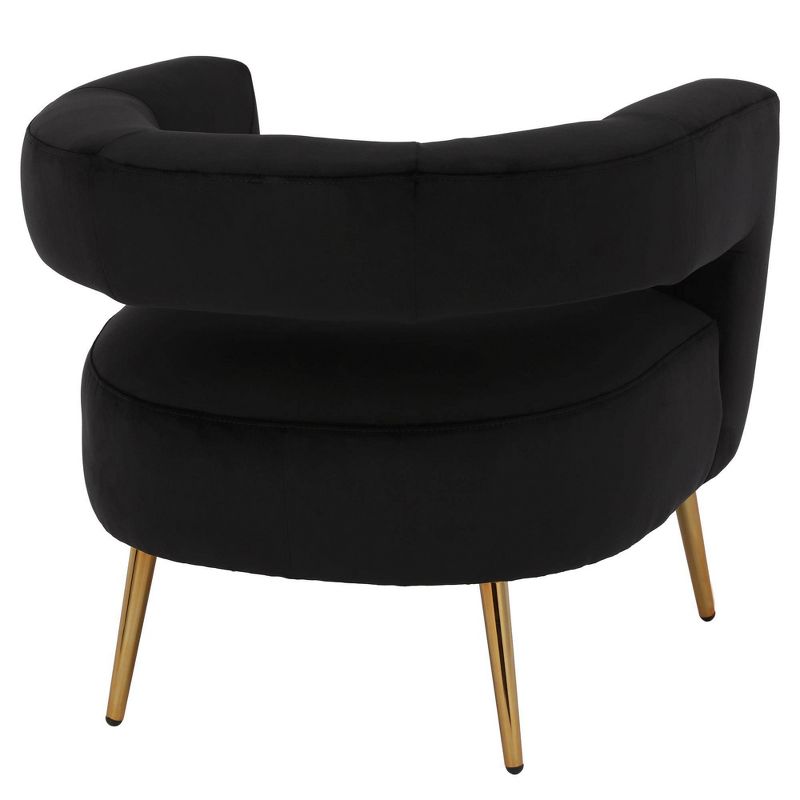 Taylor Accent Chair with Brass Golden Legs Velvet Black - CosmoLiving by Cosmopolitan