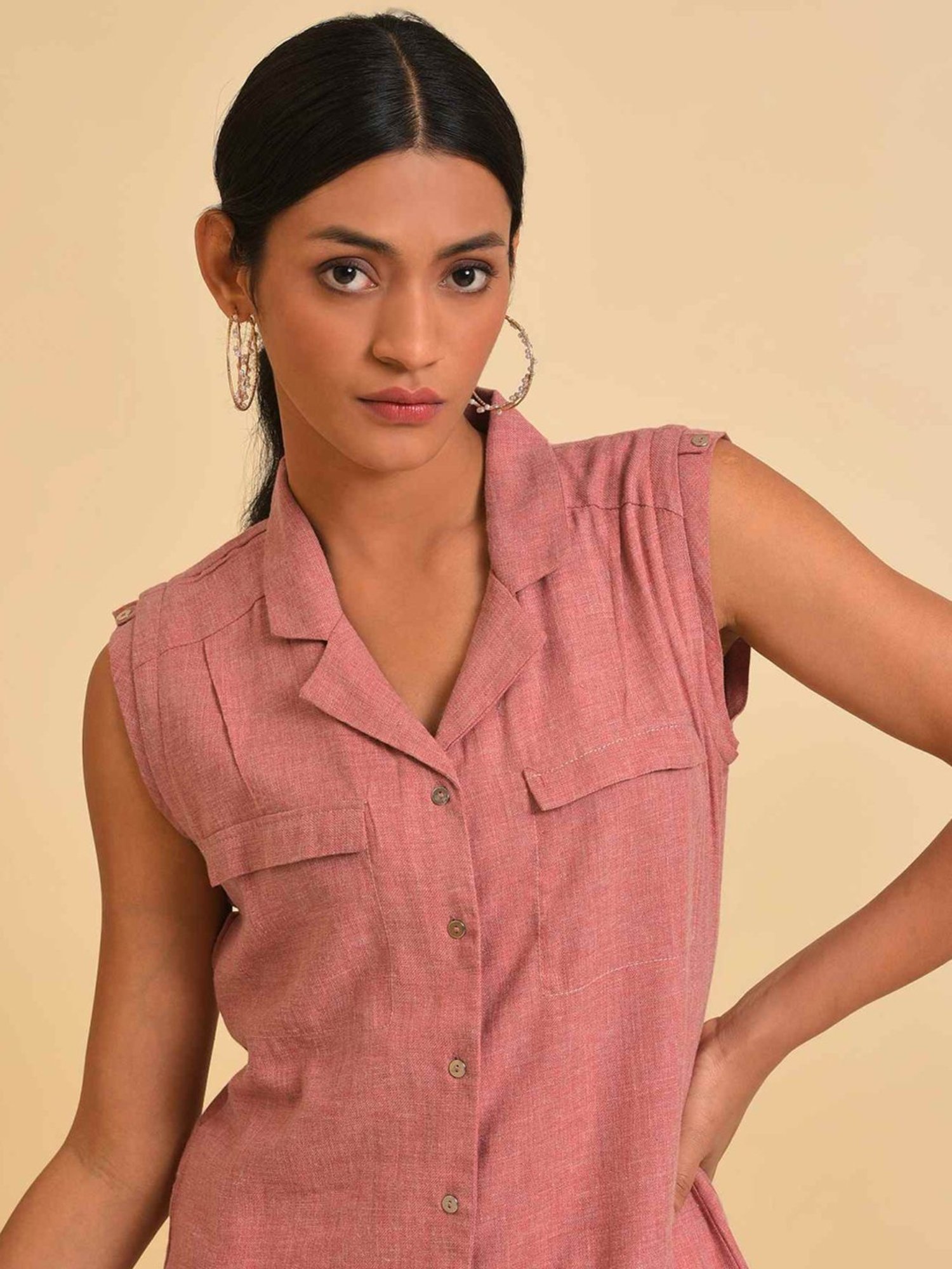 W Pink Cotton Regular Fit Tunic