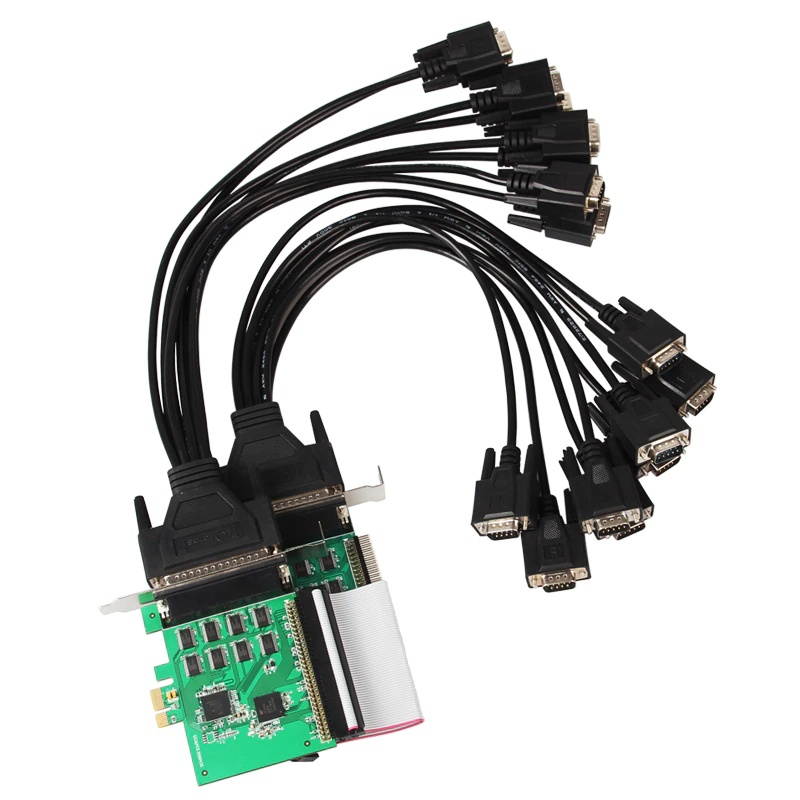 PCI-Express to 16 Port Serial RS232 Expansion Card Two DB62 to DB9 Fan-out Cable