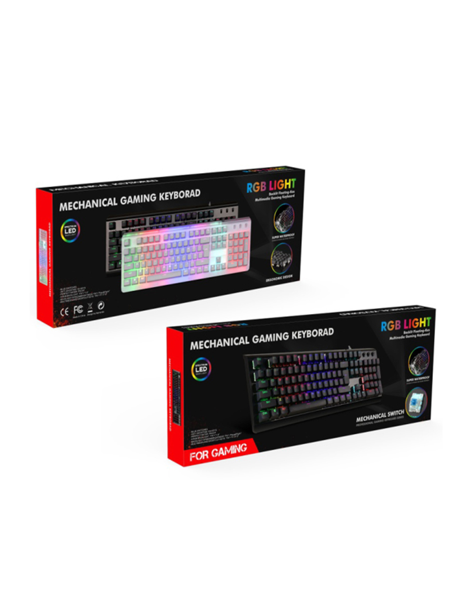 XIUMEI CK530 Wired Mechanical Keyboard 104 Keys Real RGB Blue Switch Gaming LED Backlit Anti-Ghosting for Gamer Computer